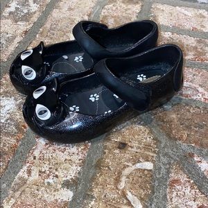 Size 9 mini Melissa black glitter cats